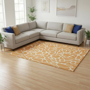 HomeRoots 8' X 10' Vibrant Orange and Ivory Geometric Area Rug – UV Protected, Washable, Stylish & Durable! 680425
