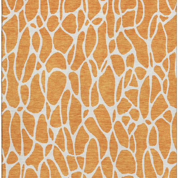 HomeRoots 8' X 10' Vibrant Orange and Ivory Geometric Area Rug – UV Protected, Washable, Stylish & Durable! 680425