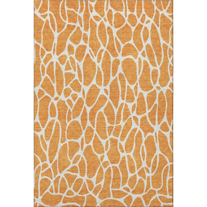 HomeRoots 10' X 14' Modern Orange and Ivory Geometric Washable Area Rug with UV Protection for High Traffic Spaces 680427