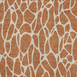HomeRoots 5' X 8' Geometric Area Rug in Rust & Ivory - Washable, UV Protected, Durable for High-Traffic Spaces 680429