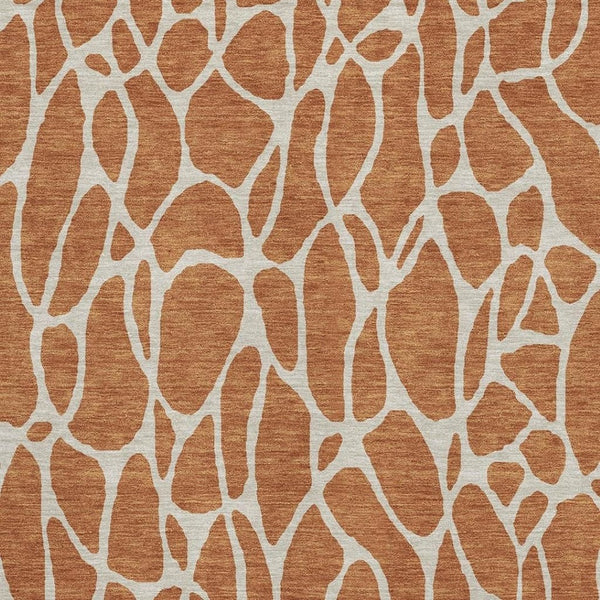HomeRoots 5' X 8' Geometric Area Rug in Rust & Ivory - Washable, UV Protected, Durable for High-Traffic Spaces 680429