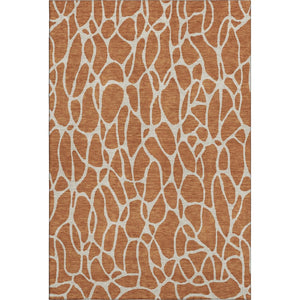 HomeRoots 8' X 10' Geometric Washable Area Rug in Rust and Ivory - UV Protected, Stain Resistant, Durable Design 680431