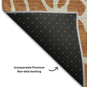 HomeRoots 8' X 10' Geometric Washable Area Rug in Rust and Ivory - UV Protected, Stain Resistant, Durable Design 680431