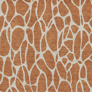 HomeRoots 8' X 10' Geometric Washable Area Rug in Rust and Ivory - UV Protected, Stain Resistant, Durable Design 680431