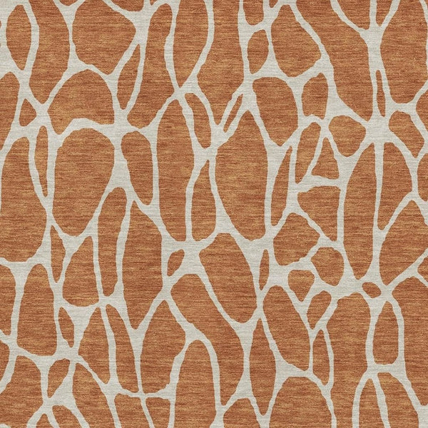 HomeRoots 8' X 10' Geometric Washable Area Rug in Rust and Ivory - UV Protected, Stain Resistant, Durable Design 680431