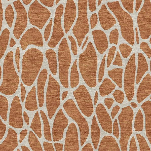 HomeRoots 9' X 12' Rust & Ivory Geometric Area Rug - Stain Resistant, UV Protected, Easy-Care for Busy Homes 680432