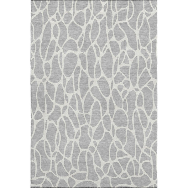 HomeRoots 10' X 14' Silver and Ivory Geometric Area Rug - Washable, UV Protected, Perfect for High-Traffic Spaces 680439