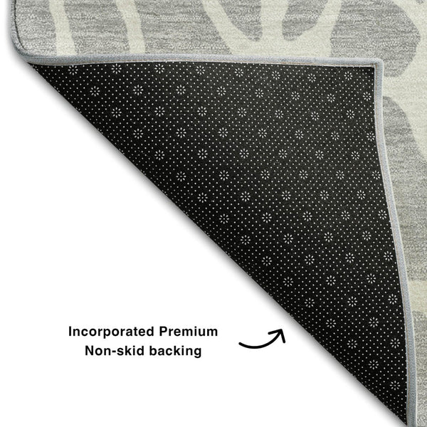 HomeRoots 10' X 14' Silver and Ivory Geometric Area Rug - Washable, UV Protected, Perfect for High-Traffic Spaces 680439
