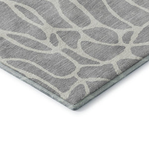 HomeRoots 10' X 14' Silver and Ivory Geometric Area Rug - Washable, UV Protected, Perfect for High-Traffic Spaces 680439