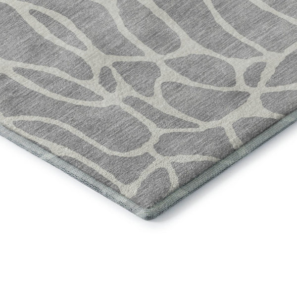 HomeRoots 10' X 14' Silver and Ivory Geometric Area Rug - Washable, UV Protected, Perfect for High-Traffic Spaces 680439