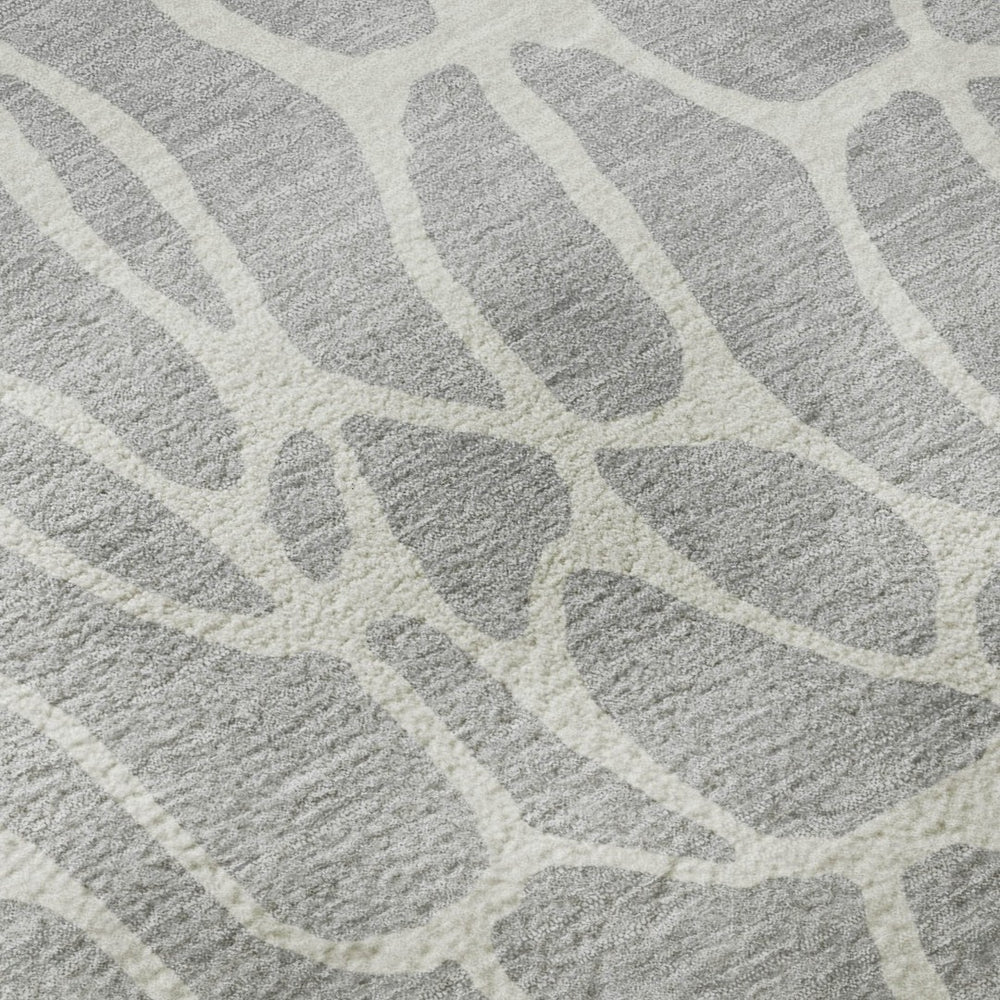 HomeRoots 10' X 14' Silver and Ivory Geometric Area Rug - Washable, UV Protected, Perfect for High-Traffic Spaces 680439