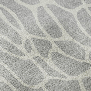 HomeRoots 10' X 14' Silver and Ivory Geometric Area Rug - Washable, UV Protected, Perfect for High-Traffic Spaces 680439