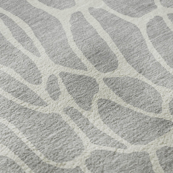 HomeRoots 10' X 14' Silver and Ivory Geometric Area Rug - Washable, UV Protected, Perfect for High-Traffic Spaces 680439