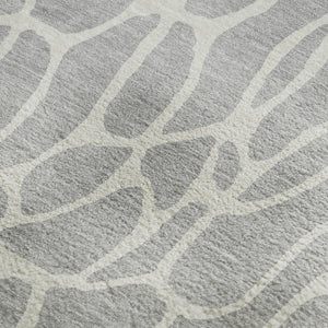 HomeRoots 10' X 14' Silver and Ivory Geometric Area Rug - Washable, UV Protected, Perfect for High-Traffic Spaces 680439