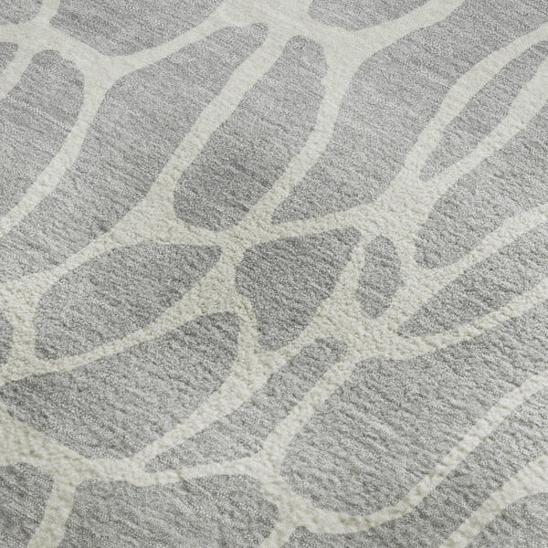 HomeRoots 10' X 14' Silver and Ivory Geometric Area Rug - Washable, UV Protected, Perfect for High-Traffic Spaces 680439