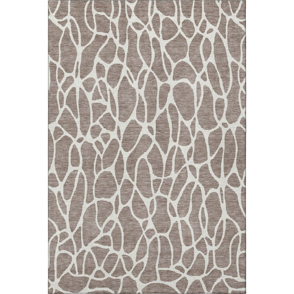 HomeRoots 5' X 8' Taupe and Ivory Geometric Area Rug - Washable, UV Protected, Perfect for Kids & Pets! 680441