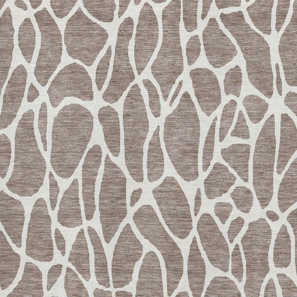 HomeRoots 8' X 10' Stylish Taupe & Ivory Geometric Area Rug - Washable, UV Protected, and Family-Friendly! 680443
