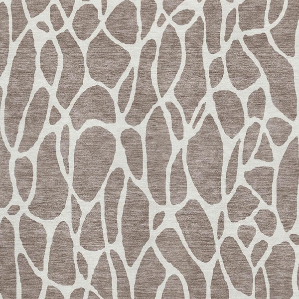 HomeRoots 9' X 12' Taupe And Ivory Geometric Area Rug - Washable, UV Protected, Perfect for Family Spaces! 680444