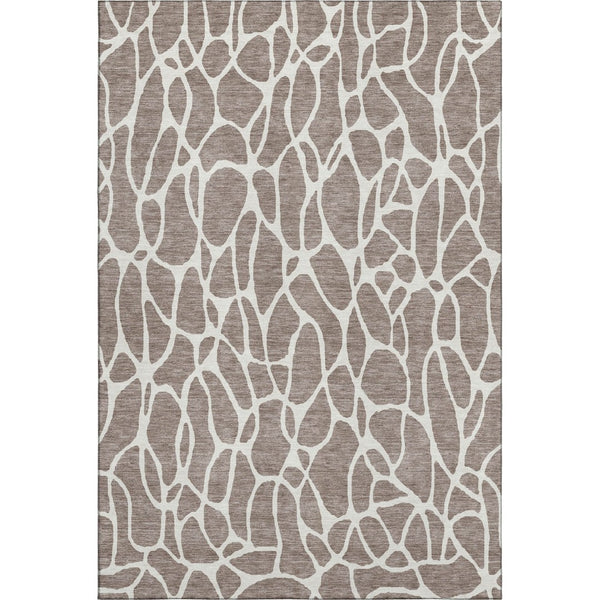 HomeRoots 10' X 14' Taupe & Ivory Geometric Area Rug – Durable, Washable, UV-Protected for Stylish Living Spaces 680445