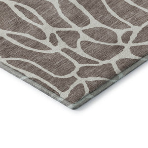 HomeRoots 10' X 14' Taupe & Ivory Geometric Area Rug – Durable, Washable, UV-Protected for Stylish Living Spaces 680445