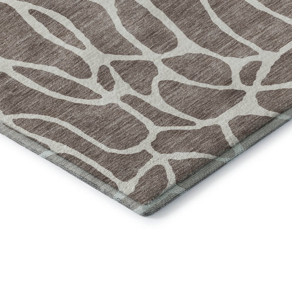 HomeRoots 10' X 14' Taupe & Ivory Geometric Area Rug – Durable, Washable, UV-Protected for Stylish Living Spaces 680445