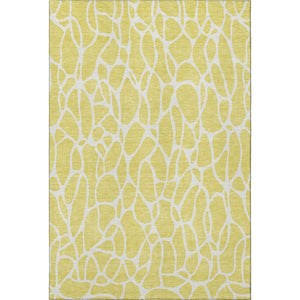 HomeRoots 5' X 8' Yellow and Ivory Geometric Area Rug - Durable, Washable, UV-Protected for Busy Homes 680447