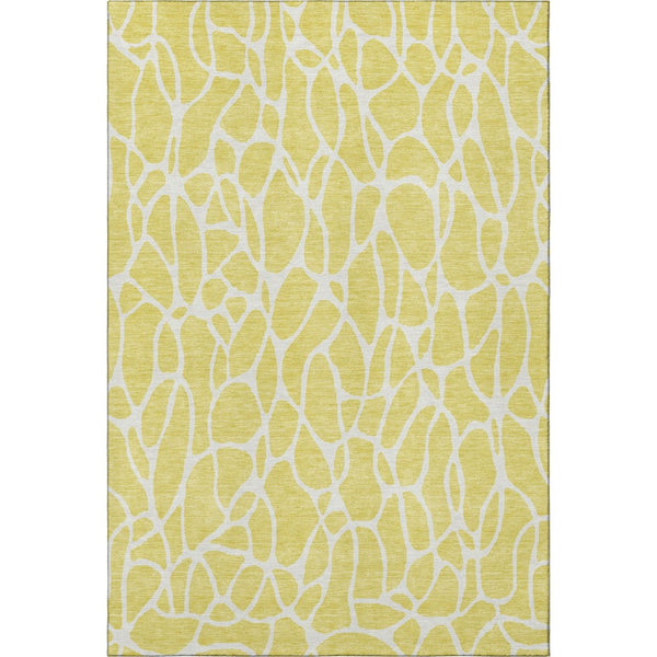HomeRoots 5' X 8' Yellow and Ivory Geometric Area Rug - Durable, Washable, UV-Protected for Busy Homes 680447