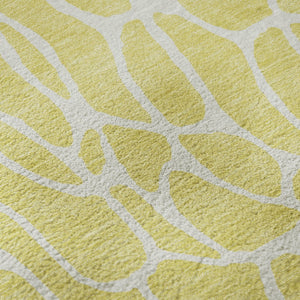 HomeRoots 8' Yellow and Ivory Geometric Area Rug – Washable, UV Protected, Stylish for High-Traffic Spaces 680448