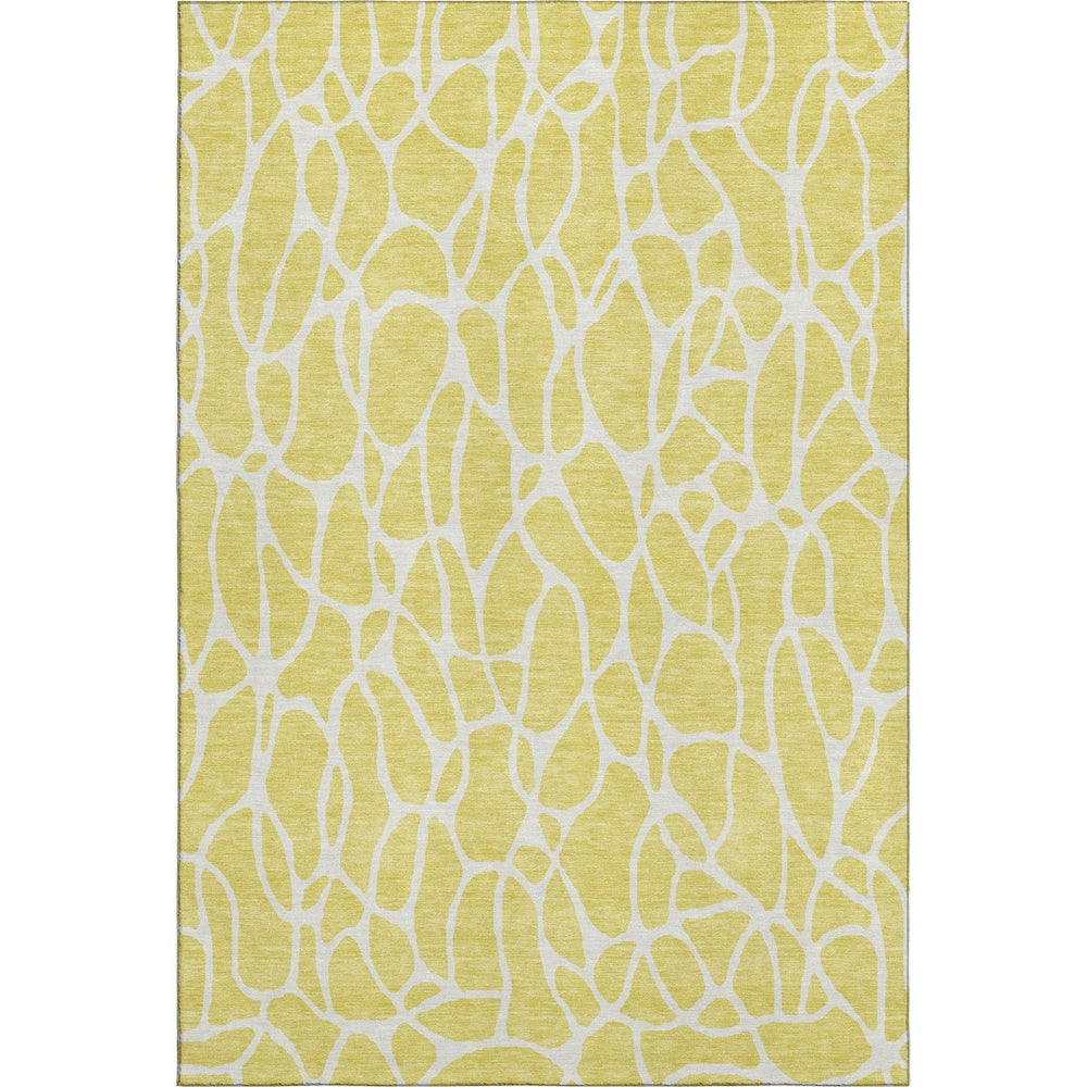 HomeRoots 9' X 12' Yellow and Ivory Geometric Area Rug - Durable, Washable, UV-Protected for Everyday Living 680450