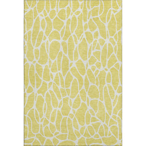 HomeRoots 9' X 12' Yellow and Ivory Geometric Area Rug - Durable, Washable, UV-Protected for Everyday Living 680450