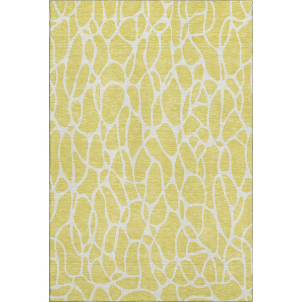 HomeRoots 9' X 12' Yellow and Ivory Geometric Area Rug - Durable, Washable, UV-Protected for Everyday Living 680450