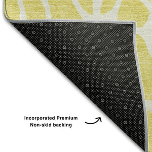 HomeRoots 9' X 12' Yellow and Ivory Geometric Area Rug - Durable, Washable, UV-Protected for Everyday Living 680450