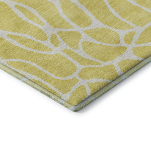 HomeRoots 9' X 12' Yellow and Ivory Geometric Area Rug - Durable, Washable, UV-Protected for Everyday Living 680450