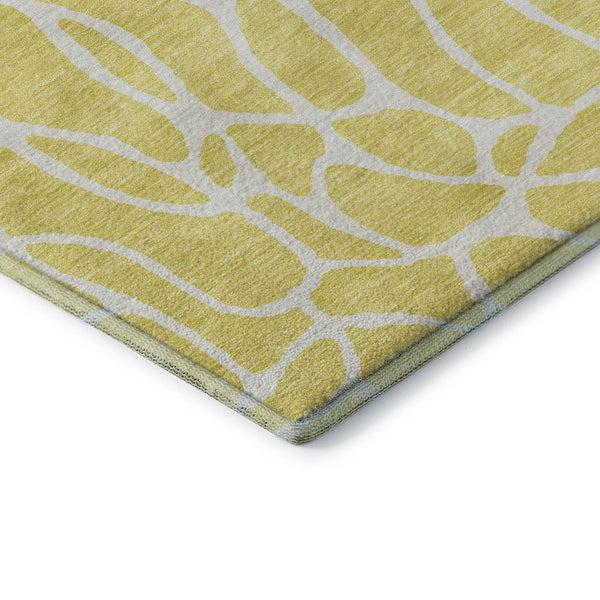 HomeRoots 9' X 12' Yellow and Ivory Geometric Area Rug - Durable, Washable, UV-Protected for Everyday Living 680450