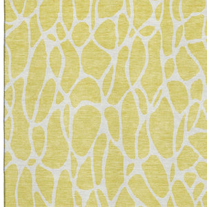 HomeRoots 9' X 12' Yellow and Ivory Geometric Area Rug - Durable, Washable, UV-Protected for Everyday Living 680450