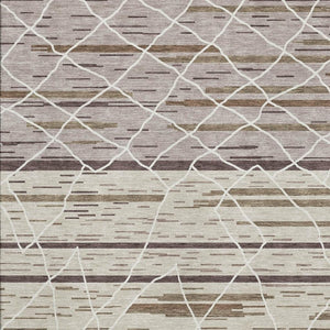 HomeRoots 8' X 10' Beige Ivory Brown Striped Area Rug - Washable, UV Protected, Durable for High-Traffic Homes 680461