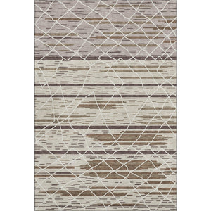 HomeRoots 9' X 12' Beige, Ivory & Brown Striped Washable Area Rug - Durable, UV-Protected for Family Spaces! 680462