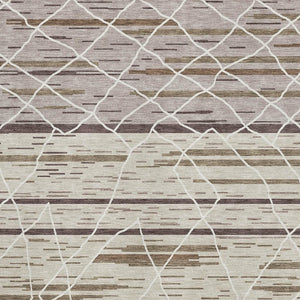 HomeRoots 9' X 12' Beige, Ivory & Brown Striped Washable Area Rug - Durable, UV-Protected for Family Spaces! 680462