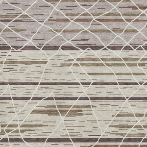 HomeRoots 10' Striped Washable Area Rug in Beige, Ivory & Brown - Durable, UV Protected for Busy Homes! 680463