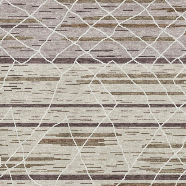 HomeRoots 10' Striped Washable Area Rug in Beige, Ivory & Brown - Durable, UV Protected for Busy Homes! 680463