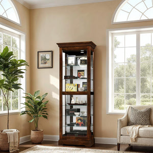 Hekman Furniture 680469 Martindale Curio Cabinet - Lighted Display With Adjustable Shelves & Locking Glass Door Cherry Bordeaux Martindale Curio Cabinet 680469