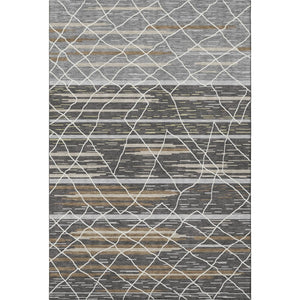 HomeRoots 10' Charcoal Gray & Brown Striped Washable Area Rug - UV Protected, Stain Resistant, Perfect for Families 680475