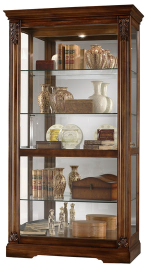 Hekman Furniture 680479 Andreus Curio Cabinet - Elegant Tuscan Cherry Finish With Adjustable Glass Shelves & Lighting Tuscany Cherry Andreus Curio Cabinet 680479