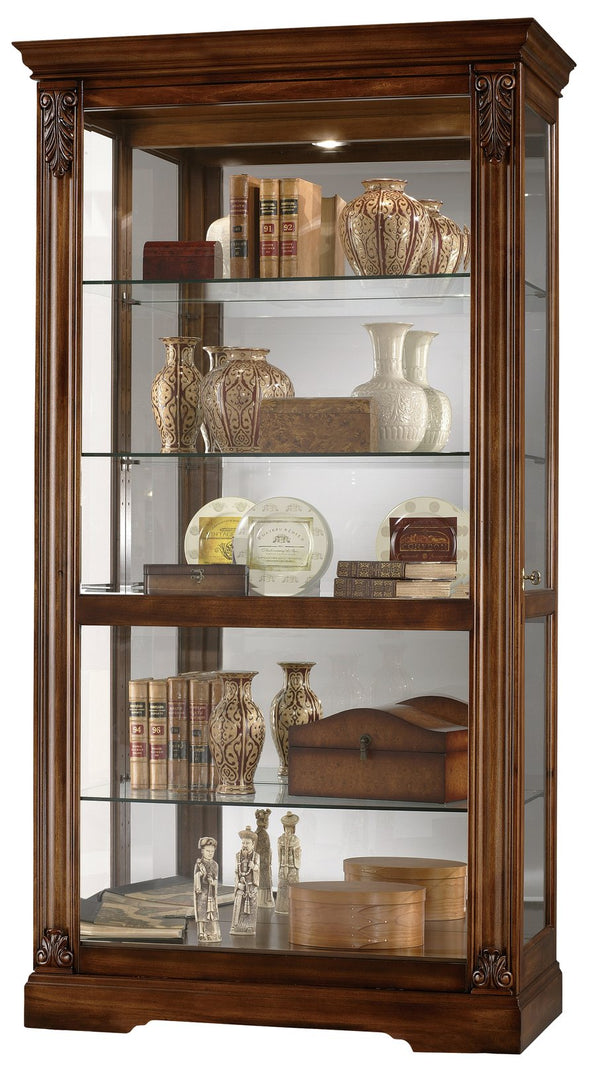 Hekman Furniture 680479 Andreus Curio Cabinet - Elegant Tuscan Cherry Finish With Adjustable Glass Shelves & Lighting Tuscany Cherry Andreus Curio Cabinet 680479