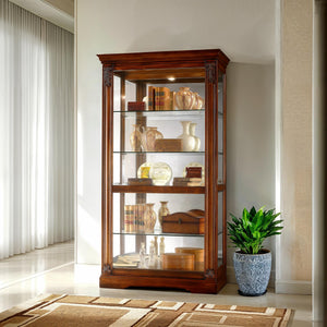 Hekman Furniture 680479 Andreus Curio Cabinet - Elegant Tuscan Cherry Finish With Adjustable Glass Shelves & Lighting Tuscany Cherry Andreus Curio Cabinet 680479
