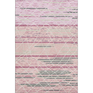 HomeRoots 10' Pink, Ivory & Gray Striped Washable Area Rug - UV Protected, Stain Resistant for Indoor/Outdoor Use 680499