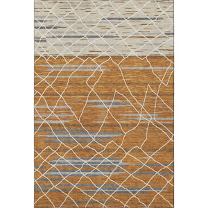 HomeRoots 8' X 10' Stylish Terra Cotta, Ivory & Gray Striped Washable Area Rug with UV Protection & Durability 680509