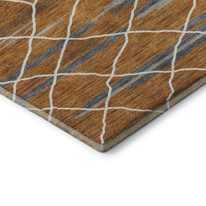 HomeRoots 9' X 12' Terra Cotta Area Rug - Stylish Striped Design, Stain Resistant, UV Protected for Durability 680510
