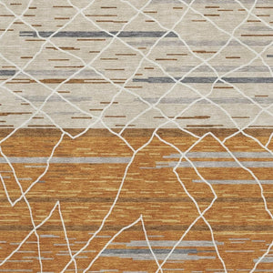 HomeRoots 9' X 12' Terra Cotta Area Rug - Stylish Striped Design, Stain Resistant, UV Protected for Durability 680510