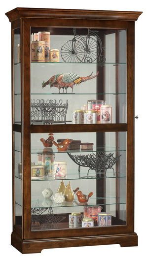 Hekman Furniture 680537 Tyler Curio Cabinet - Lighted Glass Display With Adjustable Shelves & Elegant Cherry Finish Cherry Bordeaux Tyler Curio Cabinet 680537